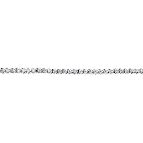 (539726-2-B) A diamond bracelet. The brilliant-cut diamond line, with scrolling spacers, to the part