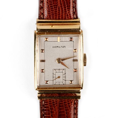 Hamilton 18K Gold Square Wristwatch
