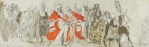 Feliks Topolski "The Procession at Westminster Abbey" Lithograph