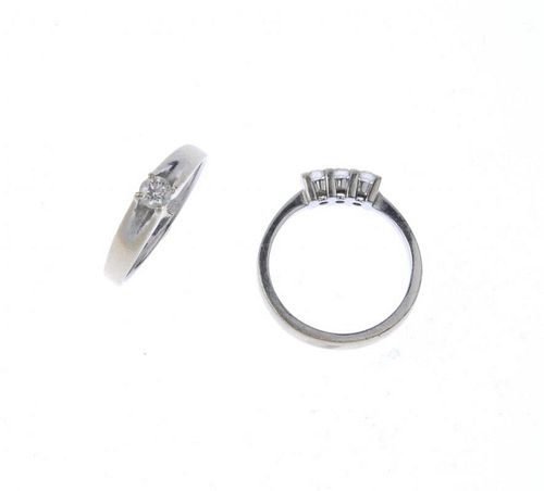 (541094-3-A) Two diamond rings. To include a brilliant-cut diamond single-stone ring, together with