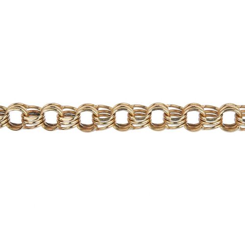 (105858) A fancy-link bracelet. Length 19.5cms. Weight 23.8gms. <br><br>