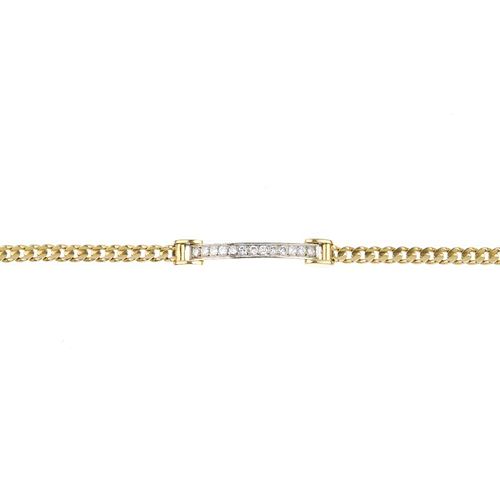 (161740) A diamond bracelet. Designed as a panel of brilliant-cut diamonds to the concave curb-link
