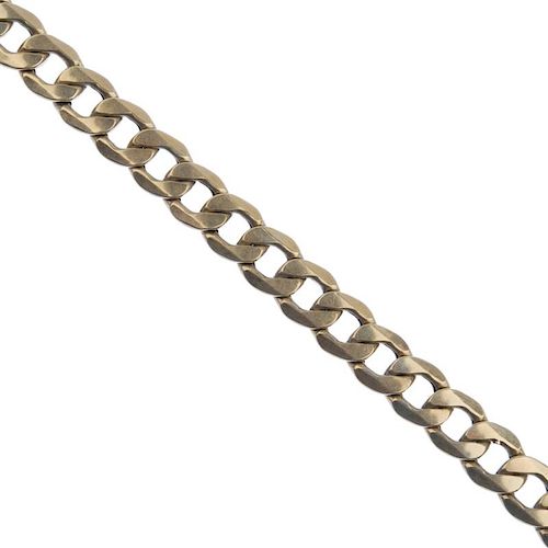 (57474) A 9ct gold hollow curb-link necklace. Hallmarks for Sheffield. Length 52cms. Weight 35.4gms.