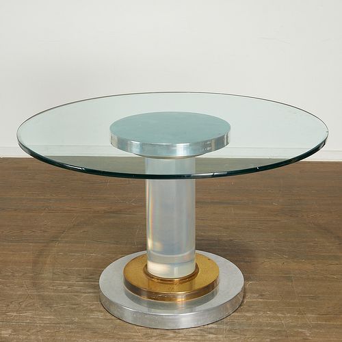 Romeo Rega, mixed metal & lucite pedestal table