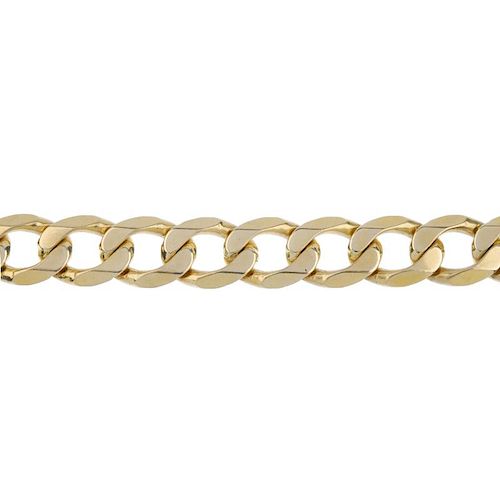 (57578) A 9ct gold heavy curb-link bracelet. Hallmarks for Sheffield. Length 22.5cms. Weight 107gms.