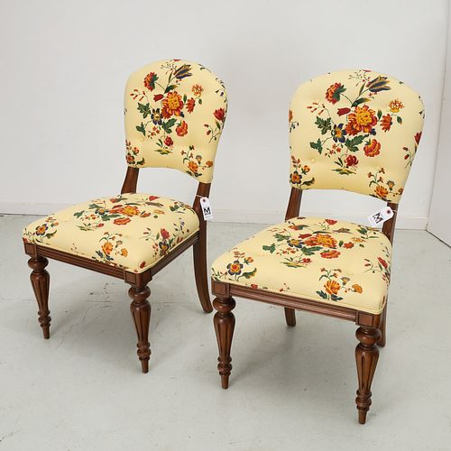 Pair Decorator floral upholstered side chairs