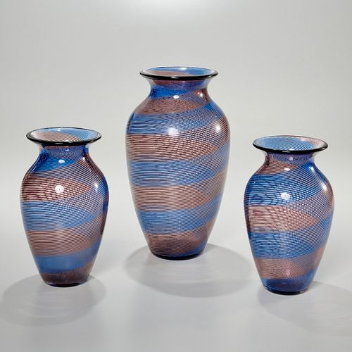 (3) Barovier & Toso Venetian glass vases