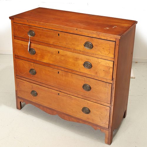 American Federal inlaid cherry chest of drawers