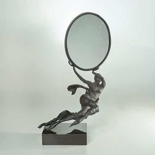 Vintage artist-made sculptural vanity mirror