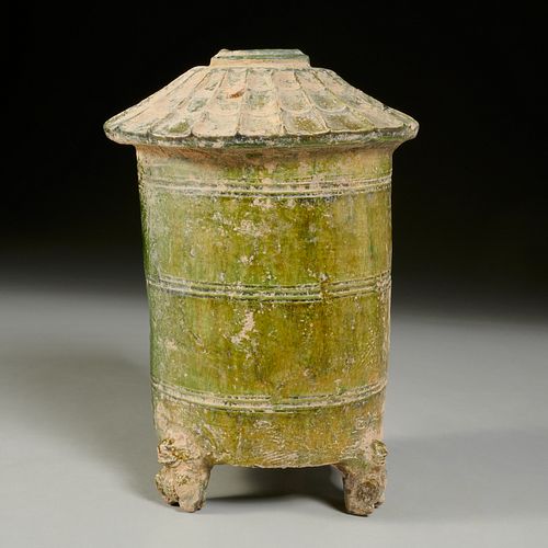 Chinese green glazed pottery granary jar