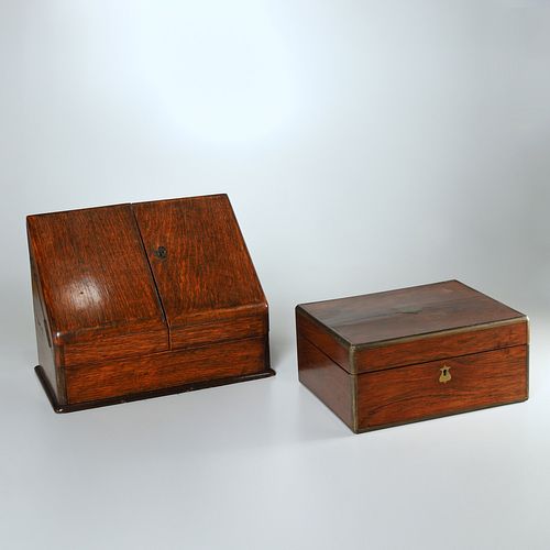 (2) English antique stationary & storage boxes