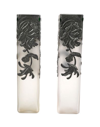 Pair G. Muller Art Nouveau Frosted Vases