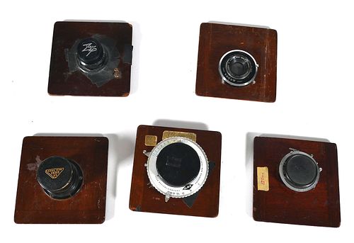 (5) DEARDORFF Camera Lens Boards & Lenses