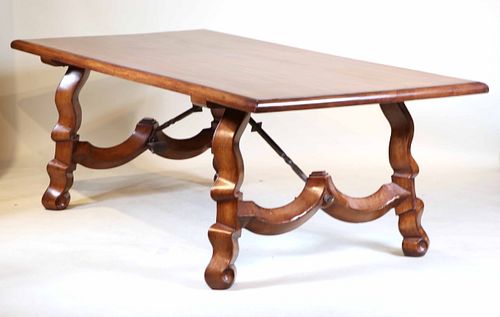 Baroque Style Walnut and Iron Dining Table