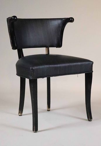 Black-Painted and Upholstered Side Chair