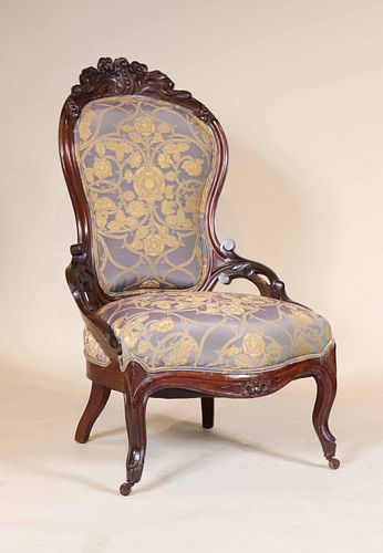 Victorian Carved Mahogany Parlor Chair