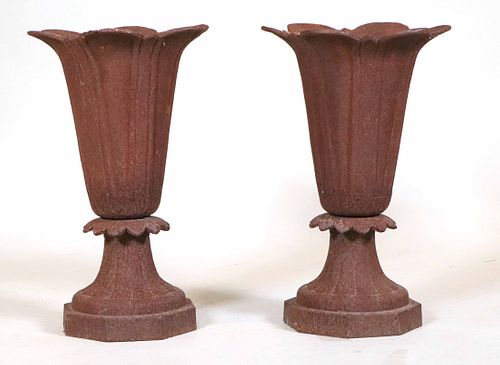 Pair of Cast-Iron Urn-Form Planters