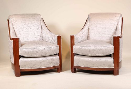 Pair of Art Deco Style Mahogany Club Chairs