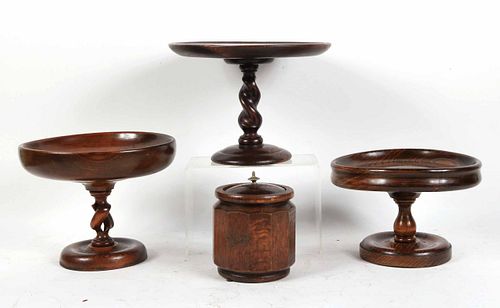 Three Oak Footed Stands
