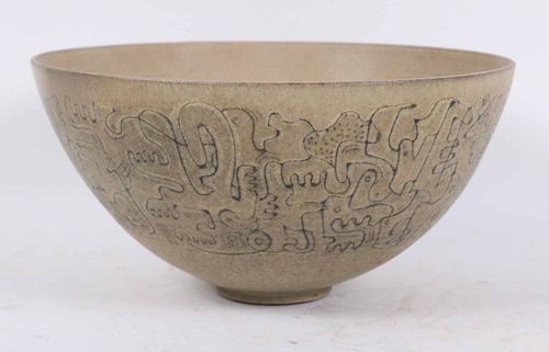 Edwin & Mary Scheier Beige-Glazed Ceramic Bowl