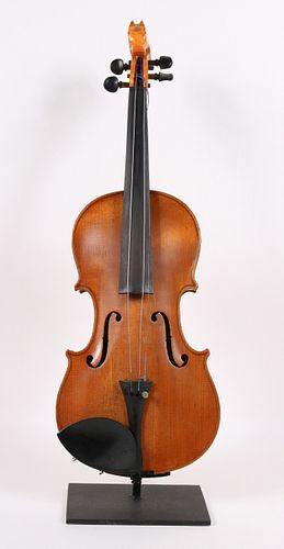 American Folk Art Carved Violin, Horse Head
