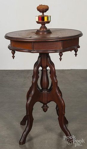 Victorian walnut sewing stand, 34'' h.