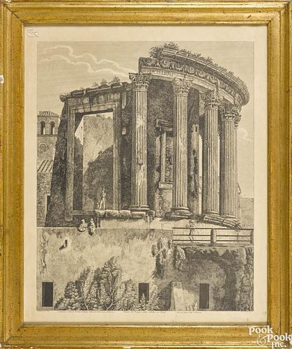 Architectural print, after Rossini, 20th c., 23'' x 18 3/4''. Provenance: DeHoogh Gallery