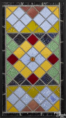 Stained glass panel, early 20th c., 22'' x 12 1/4''.