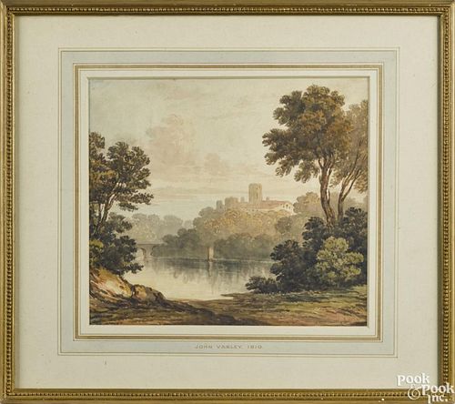 John Varley (British 1778-1842), watercolor landscape, signed lower right, 8 3/4'' x 9 3/4''.