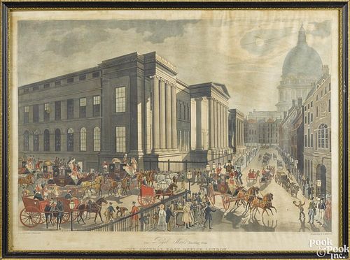 After Pollard, English color engraving, titled The Royal Mails Starting from The General Post Office