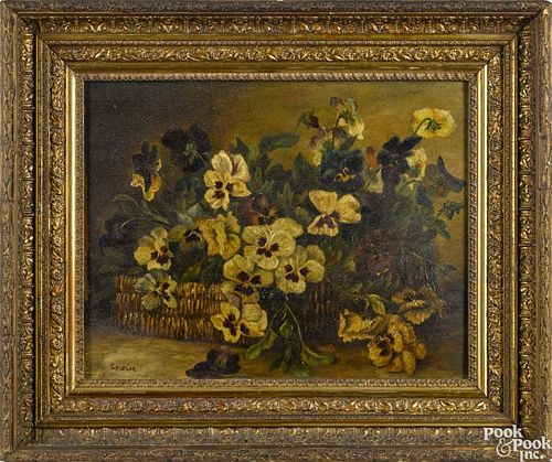 Oil on board still life, late 19th c., signed Lewis, 14 1/2'' x 18 1/2''.