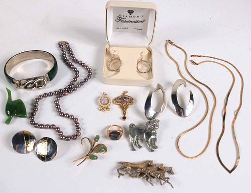 Group of Sterling Silver and 14K Gold Jewelry 