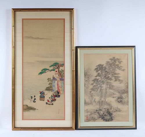 Two Japanese Mixed Medias on Silk