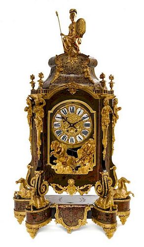 * An Important Louis XIV Gilt Bronze Mounted, Boulle Marquetry and Tortoise Shell Clock, EARLY 18TH CENTURY,