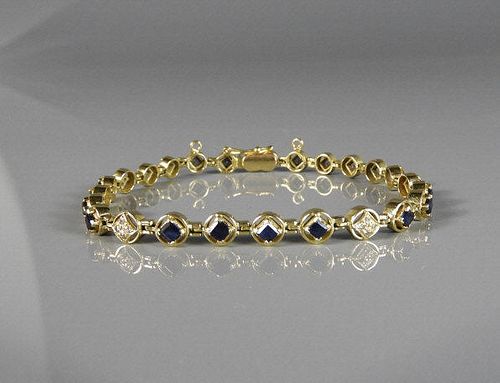 14kt Yellow Gold Diamond Sapphire Bracelet