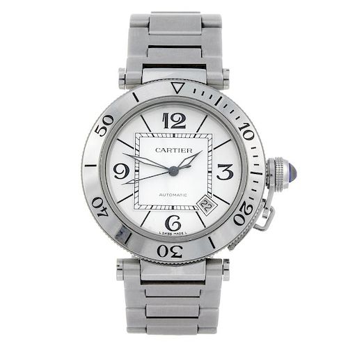 CARTIER - a Pasha de Cartier bracelet watch. Stainless steel case with calibrated bezel. Reference 2