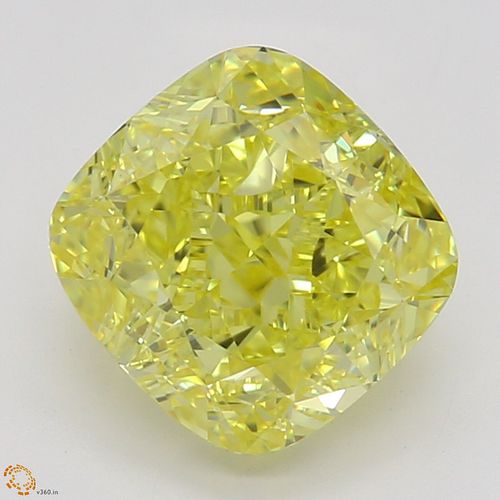 1.56 ct, Natural Fancy Vivid Yellow Even Color, VVS2, Cushion cut Diamond (GIA Graded), Appraised Value: $62,700 