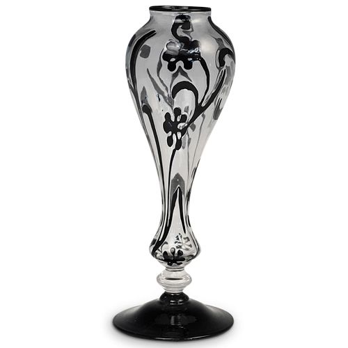 Steuben Rare "Frederick Carder" Black Intarsia Vase
