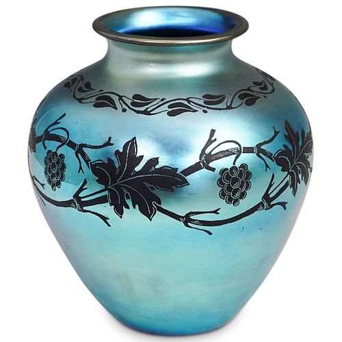Steuben Blue Aurene Large Vase