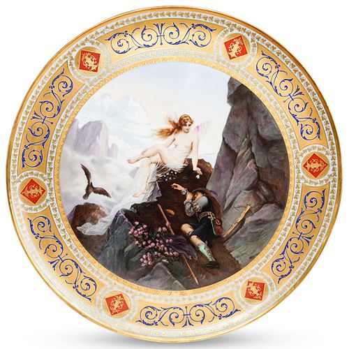 Large Royal Vienna "Fairy and The Hunter" Porcelain Charger