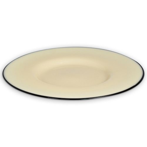 Steuben Ivory Glass Charger With Black Rim