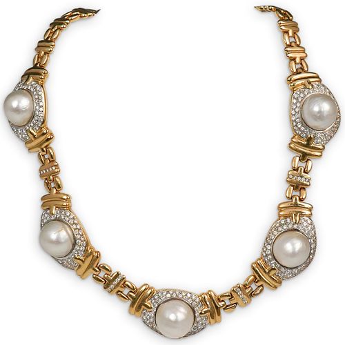18K Mabe Pearl and  Diamond Necklace