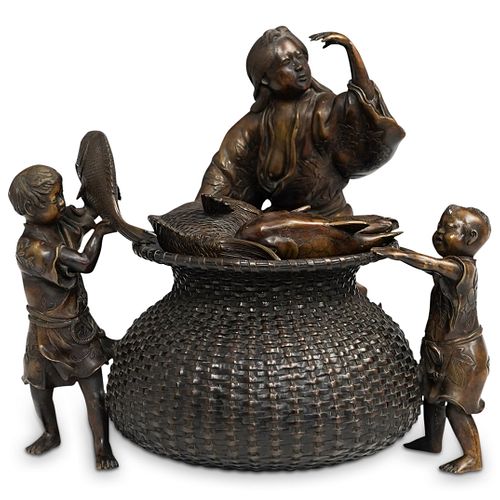 Japanese Bronze Meiji Urn