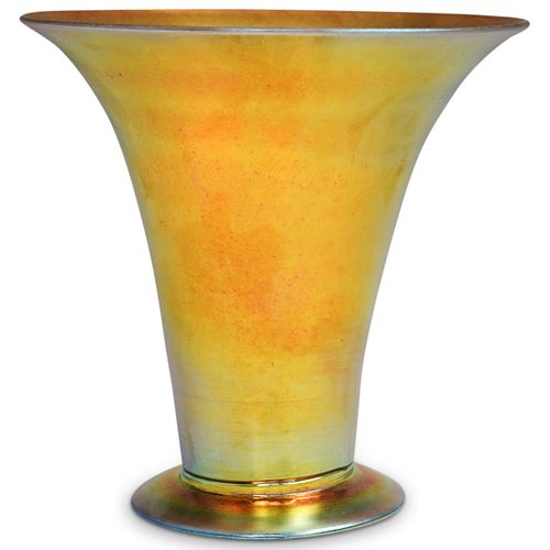 Steuben Gold Aurene Iridiscent Flared Vase