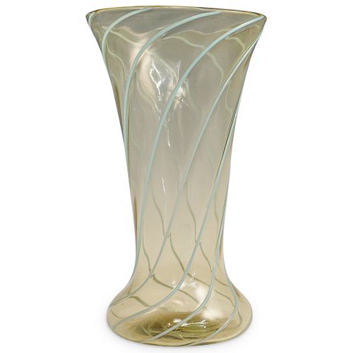 Steuben Amber and  Turquoise Glass Vase