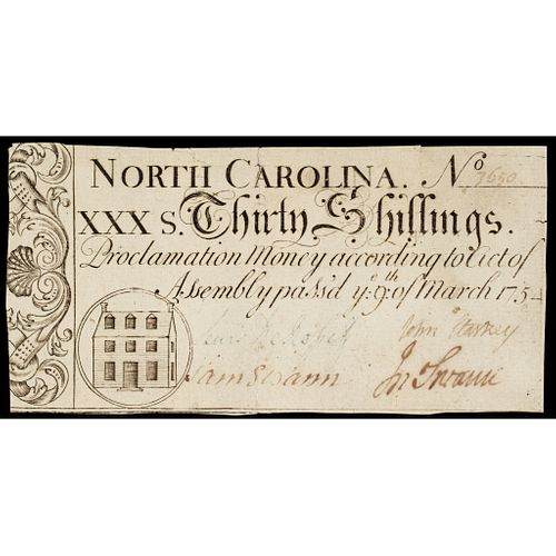 Colonial Currency, NC. March 9, 1754 Act 30s House PCGS Extremely Fine-45