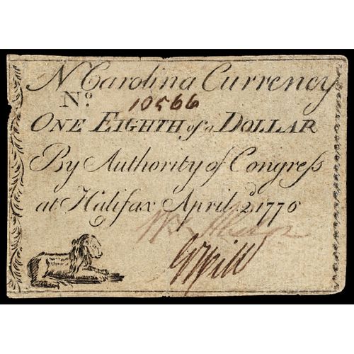 Colonial Currency, April 2, 1776 North Carolina $1/8 Lion vignette PCGS VF-25