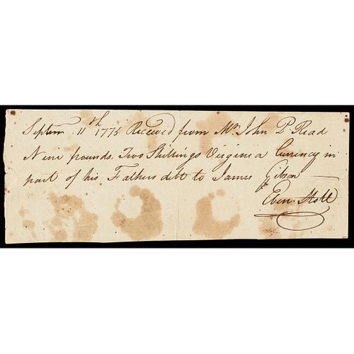 1775 Rev. War Receipt Taken from a Deserters house, Suffolk, Virginia Sept. 1862