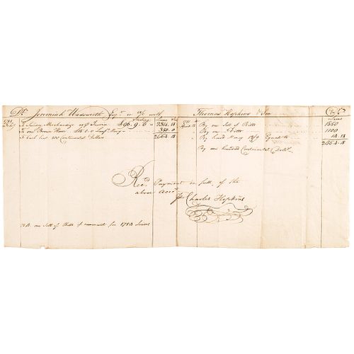 1781 Dr. JEREMIAH WADSWORTH Revolutionary War Accounting Receipt