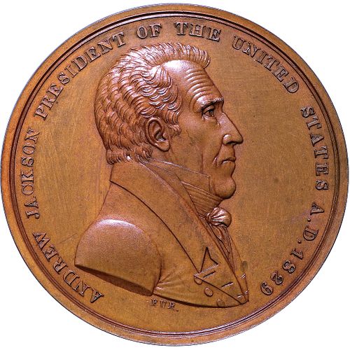 1829 Rarest Andrew Jackson Indian Peace Medal 51 mm in Bronze NGC Mint State-65